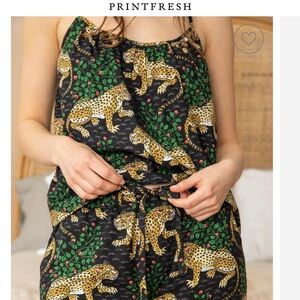 Printfresh Black Leopard Print Pajama Top